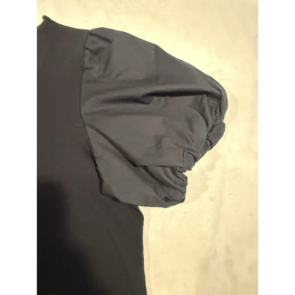 Old Navy Womens Black Knit Scoop Neck Puff Short Sleeve Pullover Top XXL